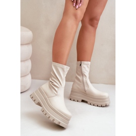 Botines Florinara beige claro con plataforma maciza 2 Botines Florinara beige claro con plataforma maciza 2