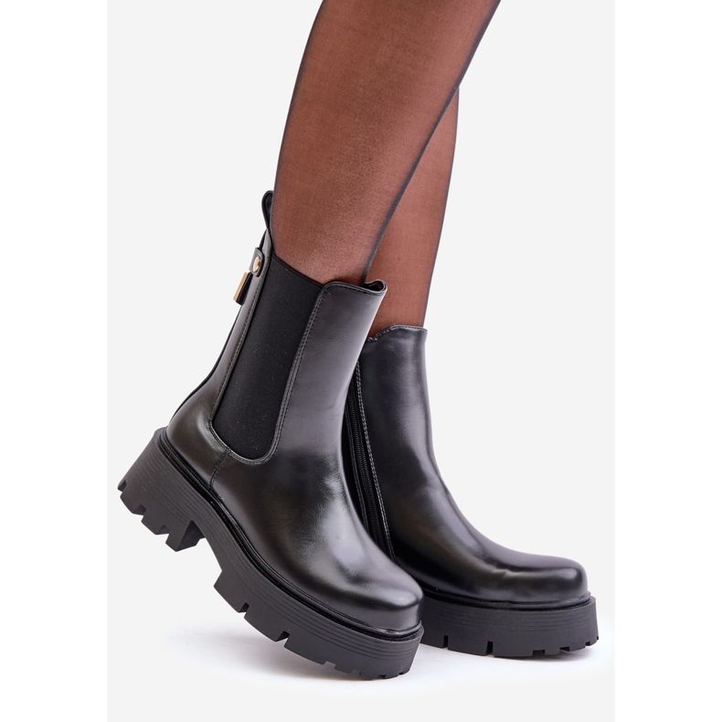 Botas Chelsea con cremallera, Piel Ecológica Negro Ninnet 1
