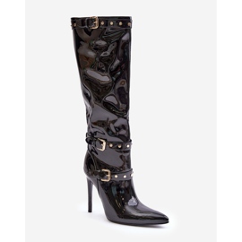 Botas Tacón Charol Con Hebillas Negro Emiraethe 5