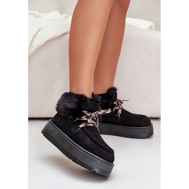Botas de nieve de plataforma baja para mujer con piel, negro Neathren 2 Botas de nieve de plataforma baja para mujer con piel, negro Neathren 2