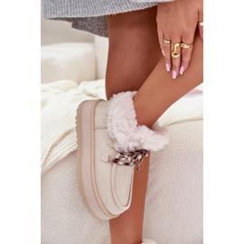 Botas de nieve de plataforma baja para mujer con piel, beige claro Neathren 5