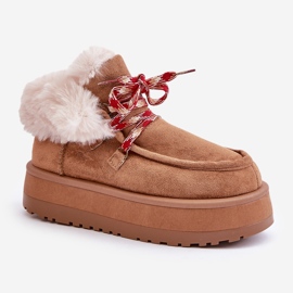 Botas de nieve de plataforma baja para mujer con piel de camello Neathren marrón 4