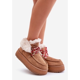 Botas de nieve de plataforma baja para mujer con piel de camello Neathren marrón 1 Botas de nieve de plataforma baja para mujer con piel de camello Neathren marrón 1