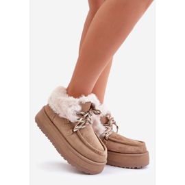 Botas de nieve de plataforma baja con piel para mujer, color beige oscuro Neathren 1 Botas de nieve de plataforma baja con piel para mujer, color beige oscuro Neathren 1