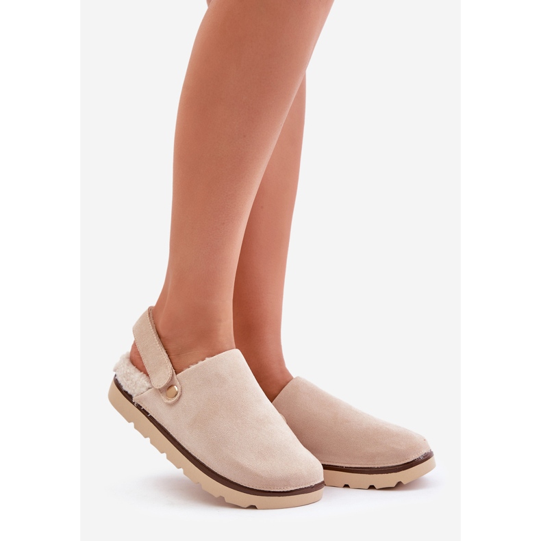Pantuflas de Mujer con Plataforma, Forradas con Pelo, Piel de Oveja Beige de Sanilora 1