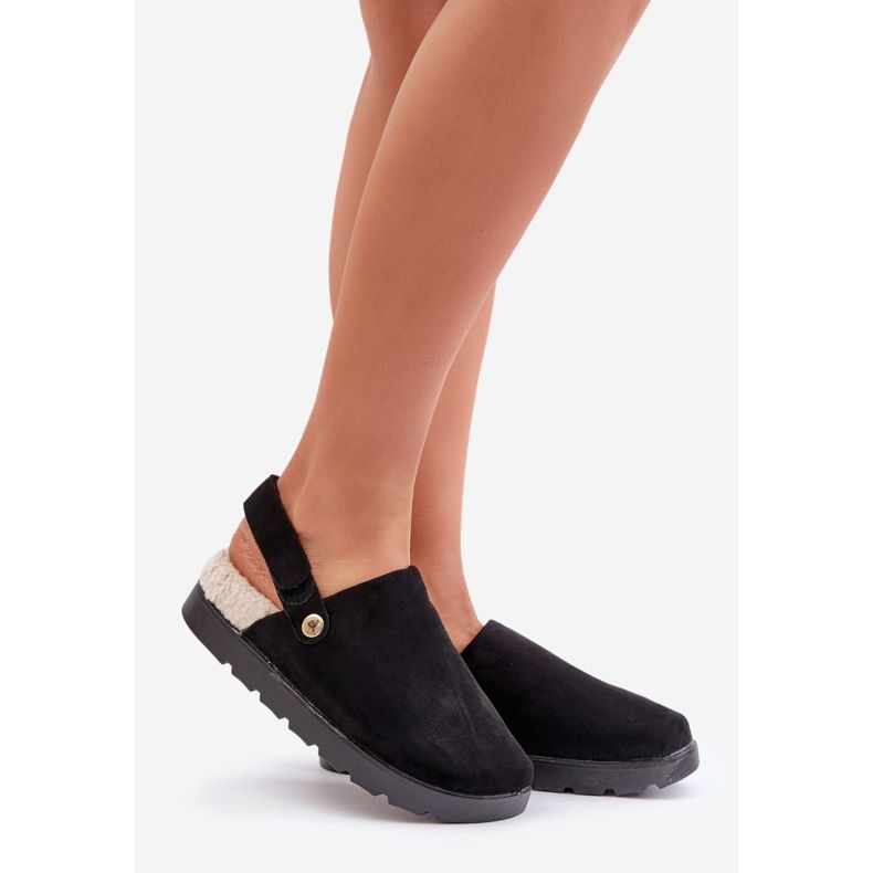 Pantuflas de Mujer con Plataforma, Forradas con Pelo, Tipo Piel de Oveja, Negras de Sanilora negro 1