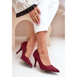 Tacones Altos Mujer Tejido A Rayas Burdeos Tifidra rojo 6