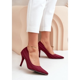 Tacones Altos Mujer Tejido A Rayas Burdeos Tifidra rojo 2