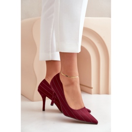 Tacones Altos Mujer Tejido A Rayas Burdeos Tifidra rojo 3