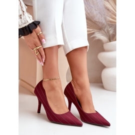 Tacones Altos Mujer Tejido A Rayas Burdeos Tifidra rojo 7