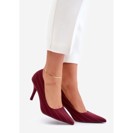 Tacones Altos Mujer Tejido A Rayas Burdeos Tifidra rojo 1