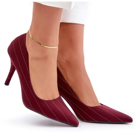 Tacones Altos Mujer Tejido A Rayas Burdeos Tifidra rojo 8