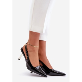 Tacones de charol con tacón abierto, Black Filona negro 1