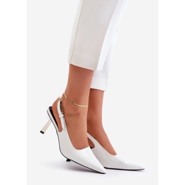 Tacones altos de charol Filona blanco con tacón abierto. 1