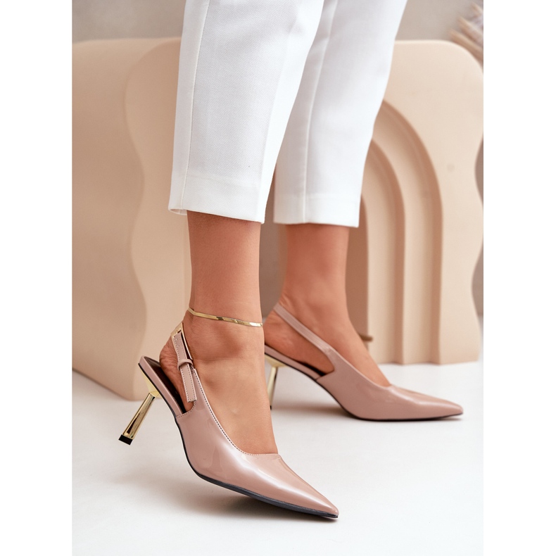 Tacones de charol con tacón abierto, Beige Filona 2 Tacones de charol con tacón abierto, Beige Filona 2