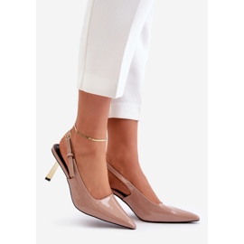 Tacones de charol con tacón abierto, Beige Filona 1 Tacones de charol con tacón abierto, Beige Filona 1