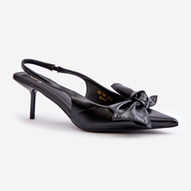 Tacones negros de piel ecológica con lazo Emiranna 4