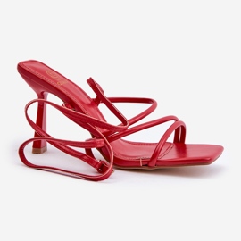 Elegantes sandalias de tacón alto con correas saredi rojas rojo 4