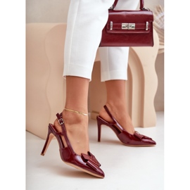 Stilettos de charol con tacón abierto, burdeos Auroravia rojo 2