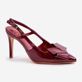 Stilettos de charol con tacón abierto, burdeos Auroravia rojo 4