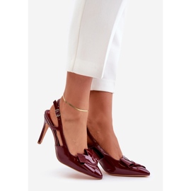Stilettos de charol con tacón abierto, burdeos Auroravia rojo 1