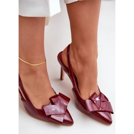 Stilettos de charol con tacón abierto, burdeos Auroravia rojo 7