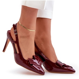 Stilettos de charol con tacón abierto, burdeos Auroravia rojo 8