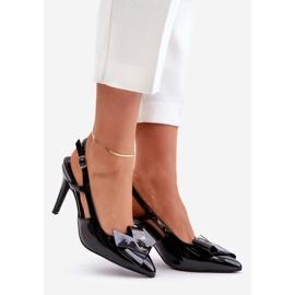 Tacones altos de charol Auroravia negros con tacón abierto 1