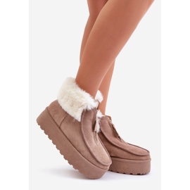 Botas de nieve para mujer con plataforma, pelo y cremallera, beige oscuro Filiala 1