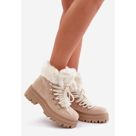 Zapato de mujer con cordones y pelo, Vaminia beige claro 1