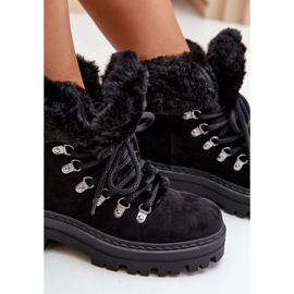 Cazadores de mujer con cordones y pelo, Negro Vaminia 9
