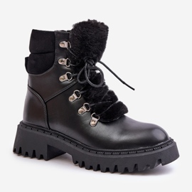 Botas de montaña aislantes con cremallera de piel ecológica, Black Willatta negro 4