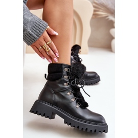 Botas de montaña aislantes con cremallera de piel ecológica, Black Willatta negro 6