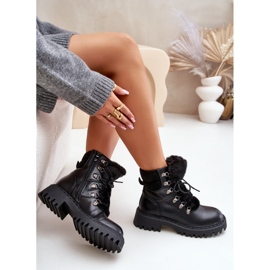 Botas de montaña aislantes con cremallera de piel ecológica, Black Willatta negro 7