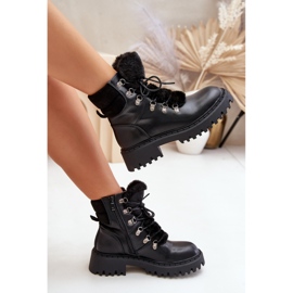Botas de montaña aislantes con cremallera de piel ecológica, Black Willatta negro 8