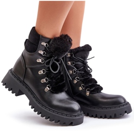 Botas de montaña aislantes con cremallera de piel ecológica, Black Willatta negro 9
