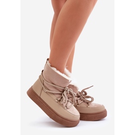 Botas de Nieve Mujer Plataforma Forradas con Pelo, Beige Aziara 1