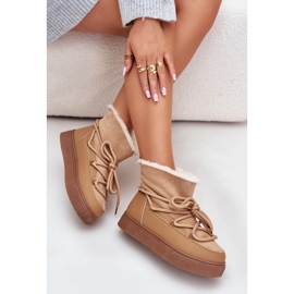 Botas de nieve con plataforma para mujer aisladas con pelo Aziara Camel beige 5