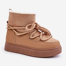 Botas de nieve con plataforma para mujer aisladas con pelo Aziara Camel beige 3