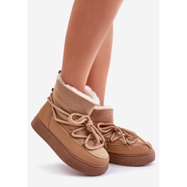 Botas de nieve con plataforma para mujer aisladas con pelo Aziara Camel beige 7