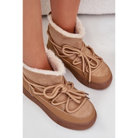 Botas de nieve con plataforma para mujer aisladas con pelo Aziara Camel beige 4
