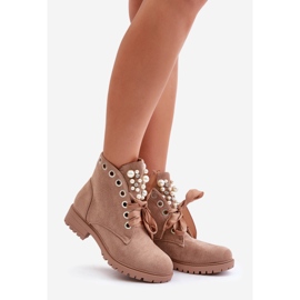 Botas Aislante De Ante Con Perlas Y Lazo, Beige Perla 1 Botas Aislante De Ante Con Perlas Y Lazo, Beige Perla 1