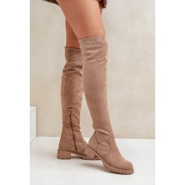 Botas planas por encima de la rodilla beige Filora 3