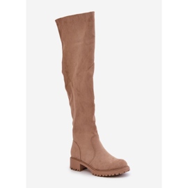 Botas planas por encima de la rodilla beige Filora 4