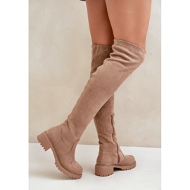 Botas planas por encima de la rodilla beige Filora 5