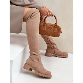 Botas planas por encima de la rodilla beige Filora 6