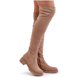 Botas planas por encima de la rodilla beige Filora 8