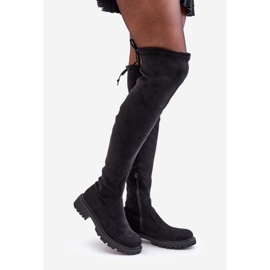 Botas por encima de la rodilla con tacón plano confeccionadas en ante ecológico, Negro Arkelia 1 Botas por encima de la rodilla con tacón plano confeccionadas en ante ecológico, Negro Arkelia 1