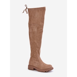 Botas por encima de la rodilla con tacón plano confeccionadas en ante ecológico, Beige Arkelia 4