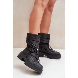 Botas de nieve de mujer Seandriel negras con plataforma y tacón plano negro 2